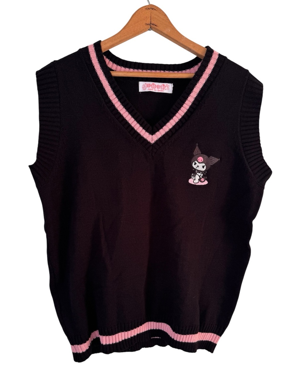 Kuromi Black Pink Sweater Vest Women’s Large Kawaii Anime Y2K